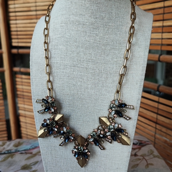 Art Deco Roaring 20s Great Gatsby J Crew Brass Tone Fabulous Statement Necklace - Picture 2 of 14